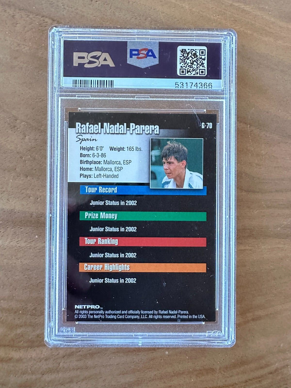 2003 Netpro Glossy Tennis #G70 Rafael Nadal - Parera RC Rookie PSA 8 NM-MT view 2