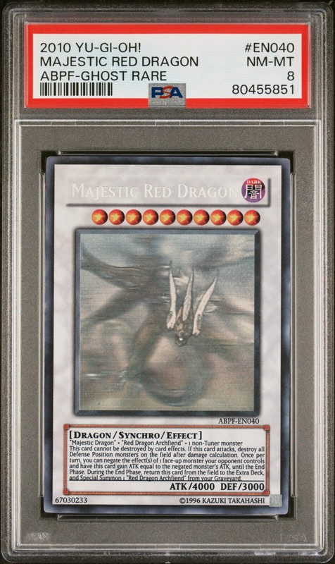 2010 YUGIOH ABPF-EN040 MAJESTIC RED DRAGON GHOST RARE PSA 8 NM-MT #80455851