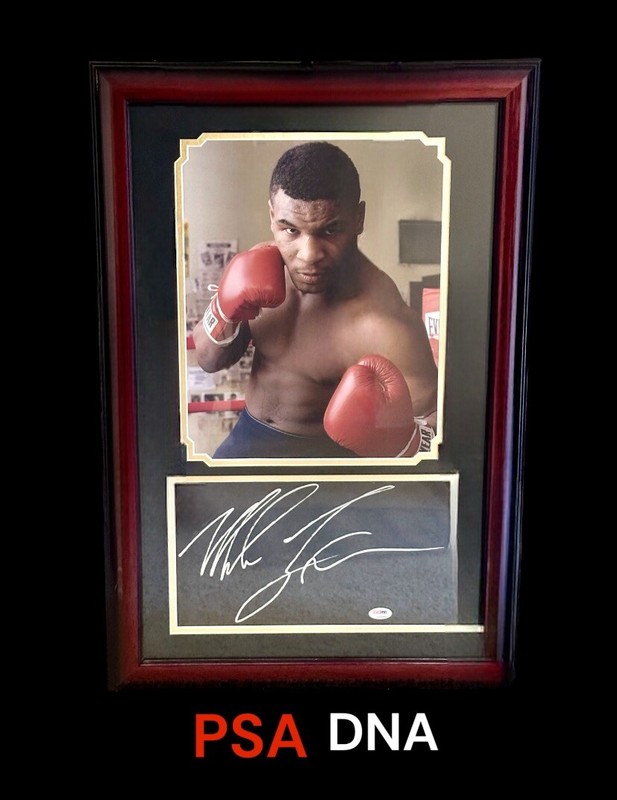 MIKE TYSON AUTOGRAPHED SIGNED 27x18 CUT MATTED BOXING PHOTO FRAMED PSA/DNA COA