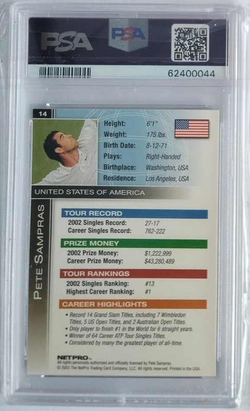 2003 NetPro Pete Sampras International Series #14 PSA 10 view 2
