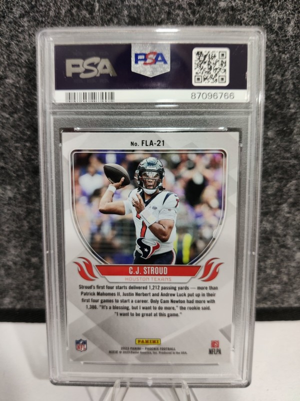 2023 Panini Phoenix Flame Throwers CJ Stroud RC Rookie PSA 10 GEM MINT TEXANS view 2