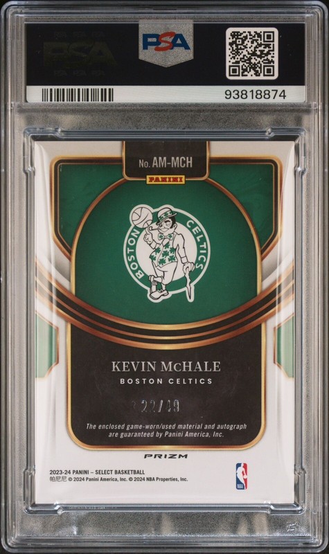 PSA 10 💎 2023-24 Panini Select Kevin McHale /49 Blue Prizm GAME WORN Patch Auto view 2