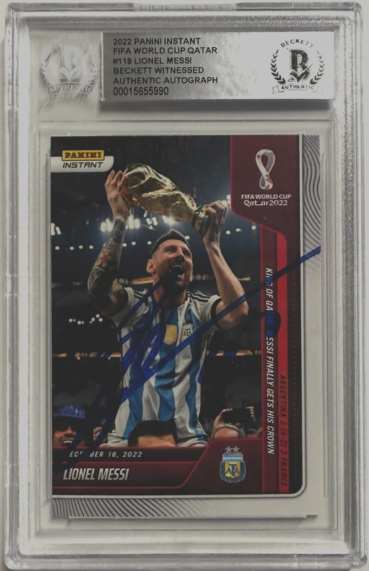 2022 Panini FIFA World Cup Qatar Signed Lionel Messi Argentina #118 Beckett BAS