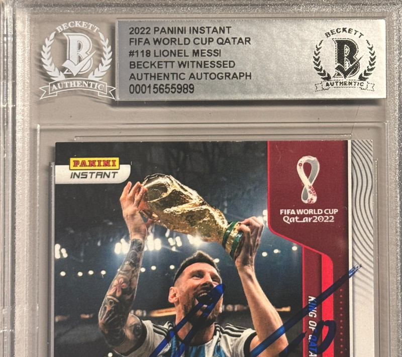 2022 Panini FIFA World Cup Qatar Signed Lionel Messi Argentina #118 Beckett BAS view 2