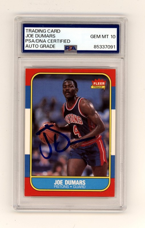 Joe Dumars 1986-87 Fleer #27 Signed Rookie RC PSA 10 Auto Detroit Pistons