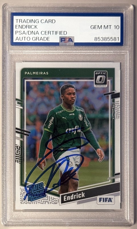 2023-24 Panini Donruss Optic Signed #176 Endrick Rated Rookie PSA GEM MT 10 Auto view 2