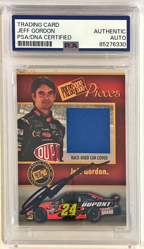 2009 Press Pass Pieces Jeff Gordon Signed Auto Race Used Car Cover Card PSA DNA