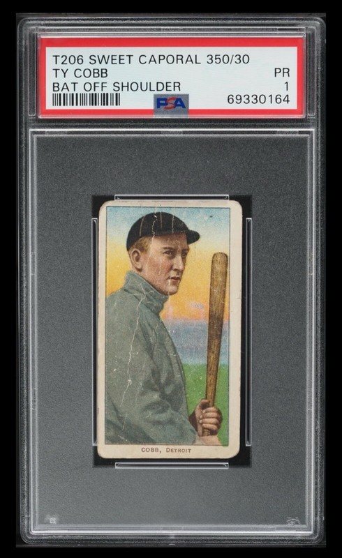 1909-11 T206 Ty Cobb Bat Off Shoulder PSA 1 SWEET CAPORAL  350/30