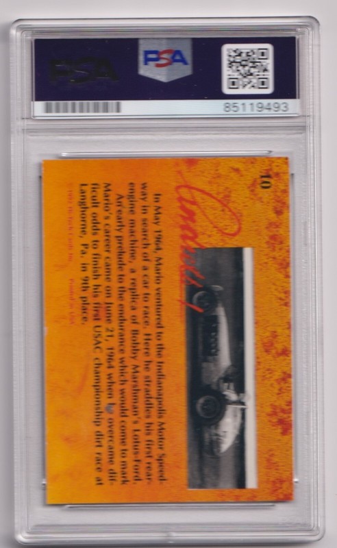 MARIO ANDRETTI 1992 Hi-Tech #10 Signed AUTO Card PSA DNA Certified F1 Racing view 2