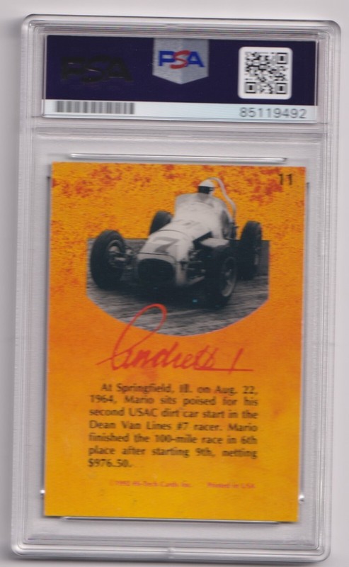 MARIO ANDRETTI 1992 Hi-Tech #11 Signed AUTO Card PSA DNA Certified F1 Racing view 2
