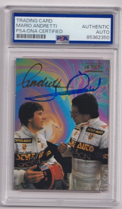 MARIO ANDRETTI 1992 Hi-Tech #44 Signed AUTO Card PSA DNA Certified F1 Racing