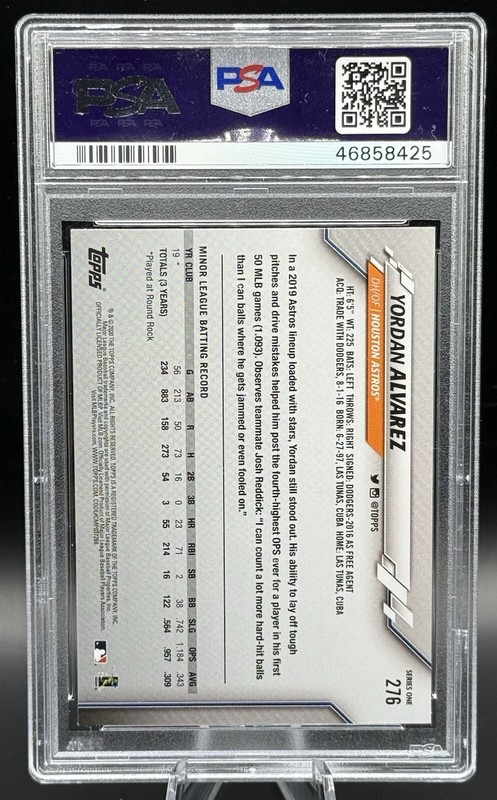 2020 Topps Yordan Alvarez PSA 9 RC - Houston Astros view 2