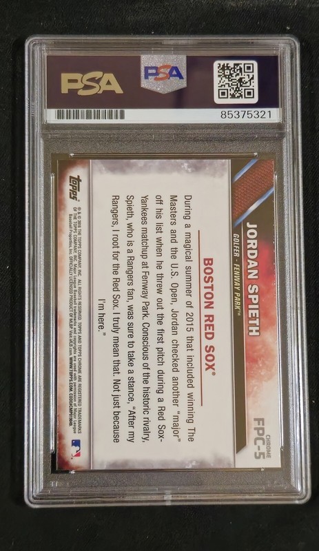Jordan Spieth Signed 2016 Topps Chrome Refractor First Pitch PSA Slabbed Golf view 2