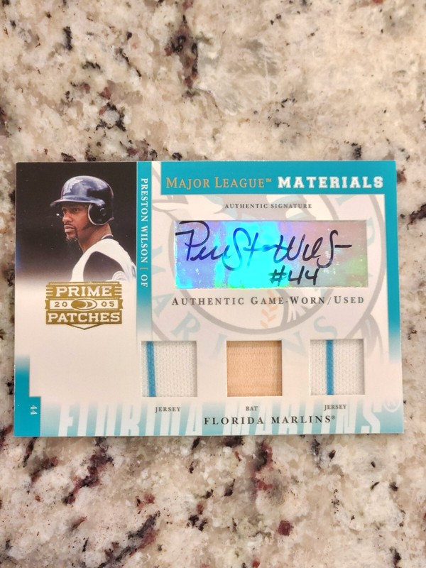 2005 Donruss Prime Patches Triple Swatch Signatures /50 Preston Wilson Auto