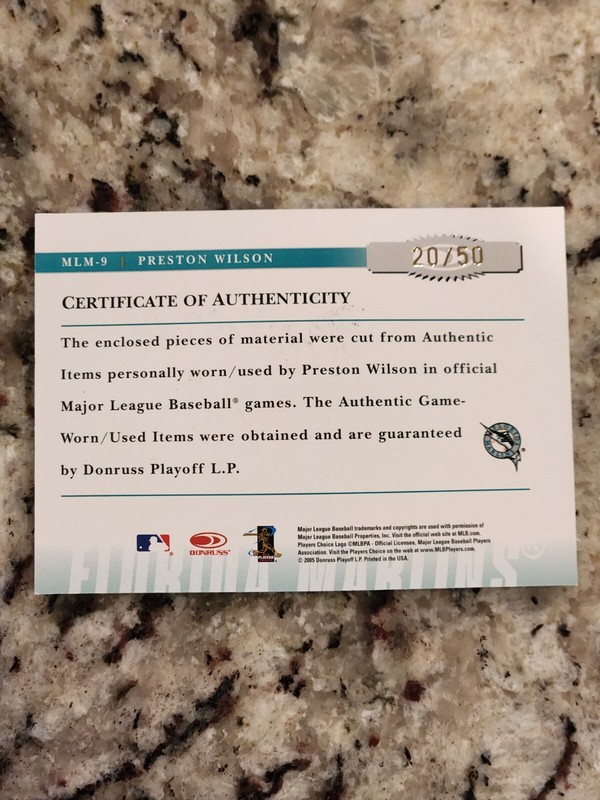 2005 Donruss Prime Patches Triple Swatch Signatures /50 Preston Wilson Auto view 2