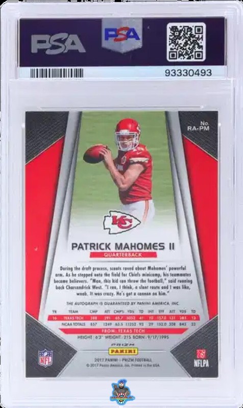 2017 Patrick Mahomes PSA 9 10 Prizm Rookie Auto Silver Prizm #RAPM view 2