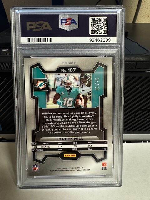 2023 Panini Prizm Tyreek Hill Navy Camo PSA 9 **1st on print** /25 view 2