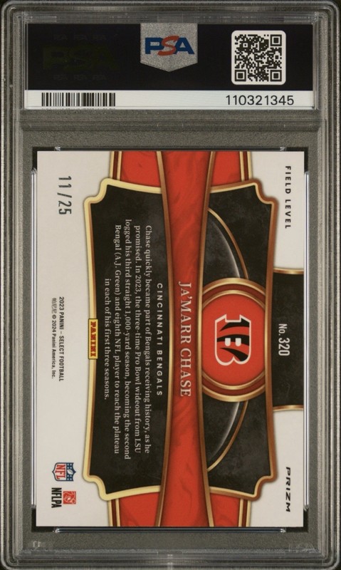 2023 Panini Select #320 Ja’Marr Chase Tie-Dye /25 PSA 10 GEM MT - POP 7! 🔥📈 view 2