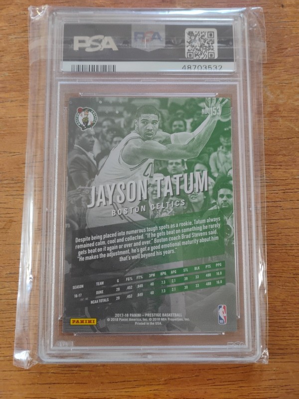Jayson Tatum Rookie PSA 10 - 2017 Panini Prestige Basketball #153 - RC view 2