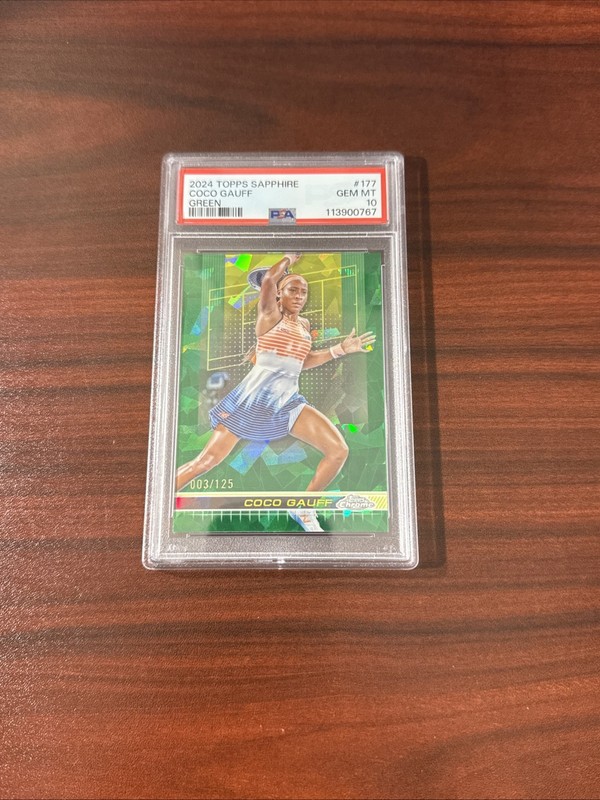 2024 Topps Chrome Tennis Coco Gauff Green Sapphire /125 PSA 10 SP #177