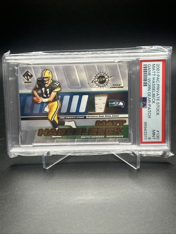 2001 Pacific Private Stock Game-Worn Gear Matt Hasselbeck Patch /200 PSA 9