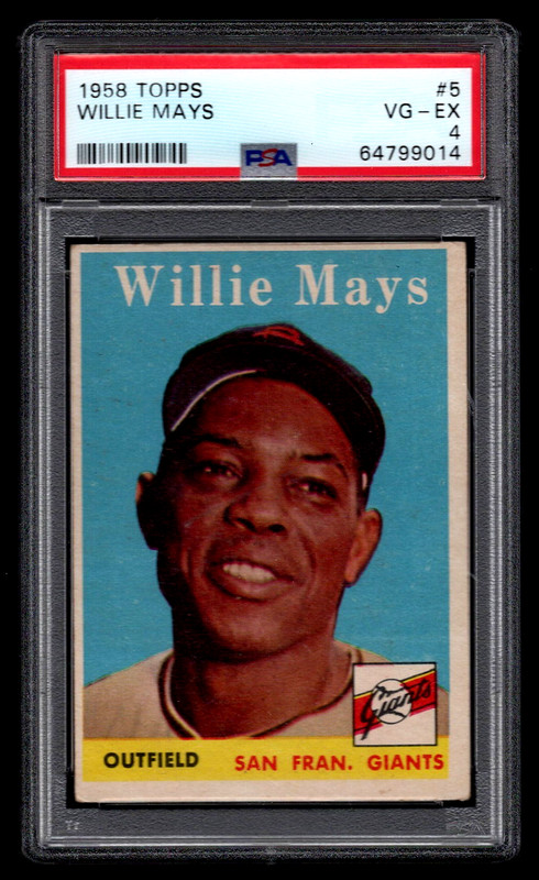 ORIGINAL WILLIE MAYS 1958 TOPPS BASEBALL CARD #5 PSA 4 VG-EX HOF SF GIANTS '