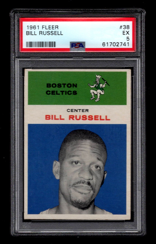 BILL RUSSELL 1961 FLEER #38 BASKETBALL CARD PSA 5 EXCELLENT HOF BOSTON CELTICS