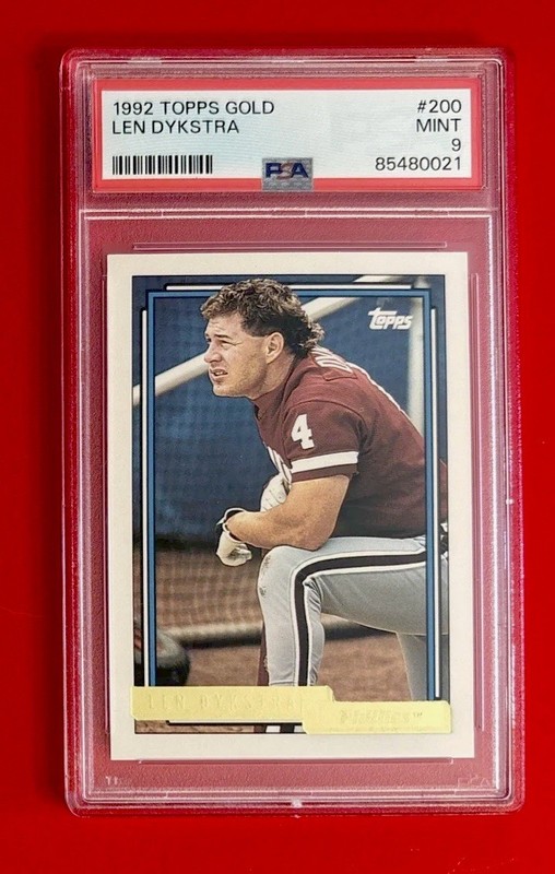 1992 Topps Gold LENNY DYKSTRA #435 PSA 9 Baseball Card Vtg PHILADELPHIA PHILLIES