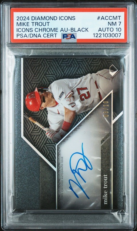 2024 Topps Diamond Icons Mike Trout Auto Black /10 AUTO 10 PSA 7 Card (POP 1)