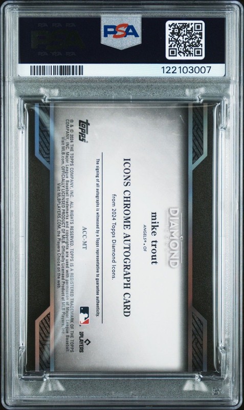 2024 Topps Diamond Icons Mike Trout Auto Black /10 AUTO 10 PSA 7 Card (POP 1) view 2