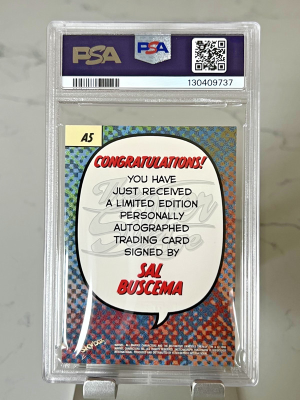 1998 SkyBox Marvel The Silver Age Sal Buscema Auto Card #A5 PSA 9 Mint 💎 POP 2 view 2