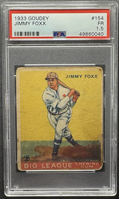 1933 Goudey Jimmy Jimmie Foxx #154 PSA 1.5 Philadelphia Athletics Boston Red Sox