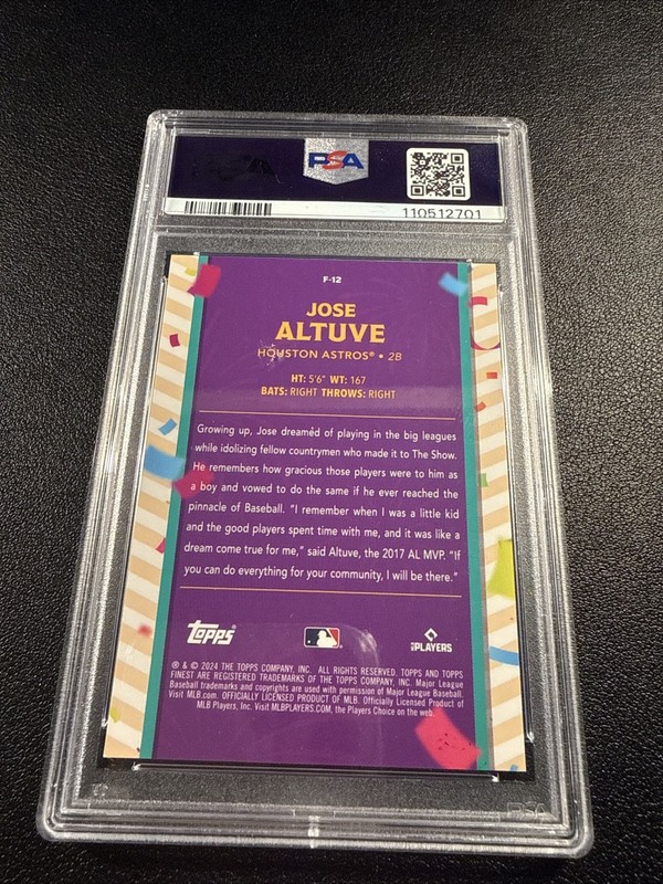 Jose altuve 2024 Finest Fiesta PSA 10 view 2