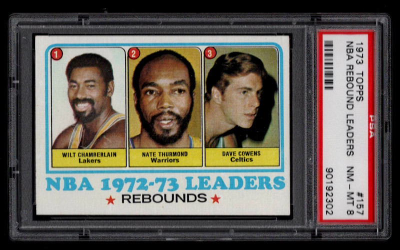 REBOUNDS LEADERS 1973 TOPPS BASKETBALL CARD #157 PSA 8 NM-MT WILT CHAMBERLAIN