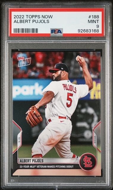 ALBERT PUJOLS * PSA 9 * 2022 TOPPS NOW * MLB PITCHING DEBUT * #188 CARDINALS