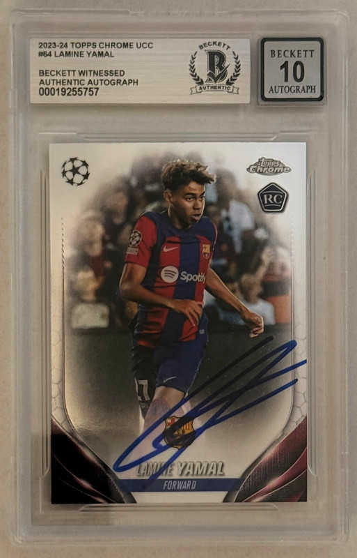 2023-24 Topps UCC #64 Lamine Yamal Signed Rookie RC Beckett BAS Auto 10