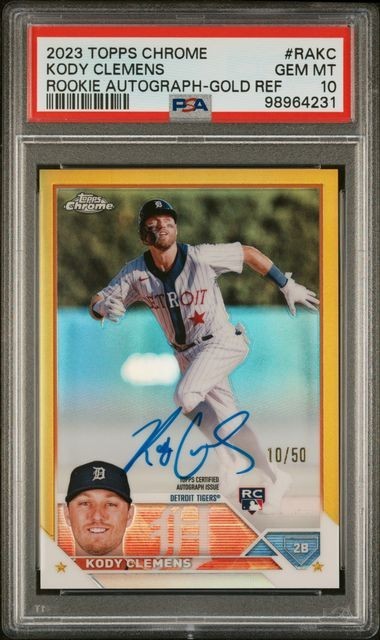 2023 Topps Chrome Kody Clemens Gold Refractor Auto RC /50 ~ PSA 10