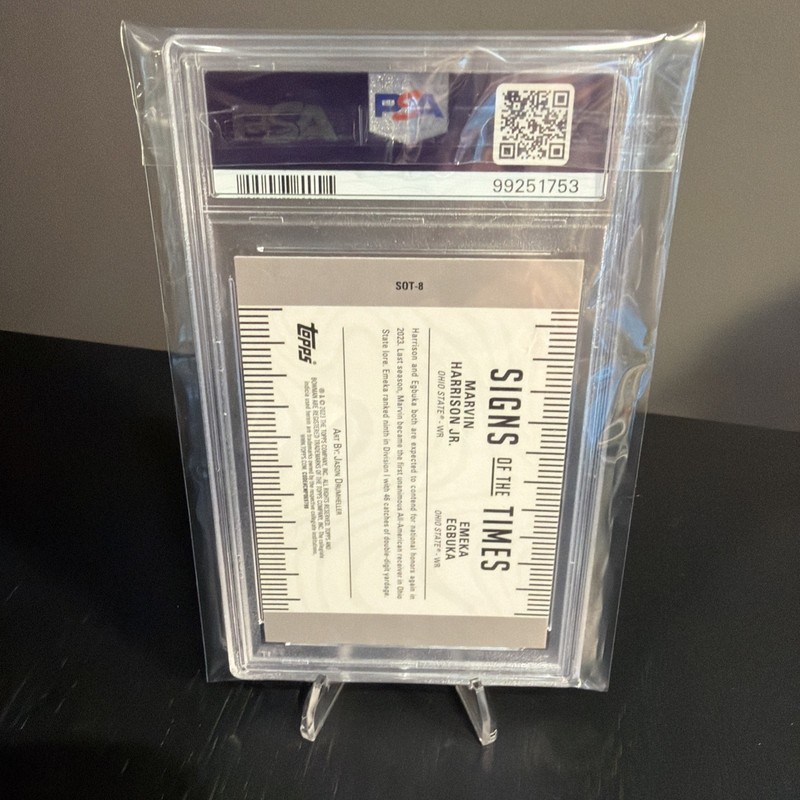 2023 Bowman U Best Harrison Jr./Egbuka  Signs of the Times Speckle - OSU  PSA 10 view 2