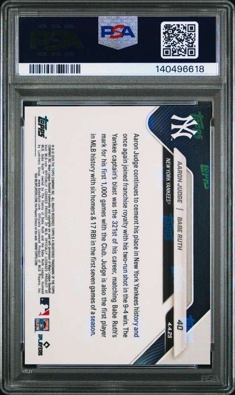 2025 Topps Now - Aaron Judge, Babe Ruth #40 PSA 10 GEM-MT view 2