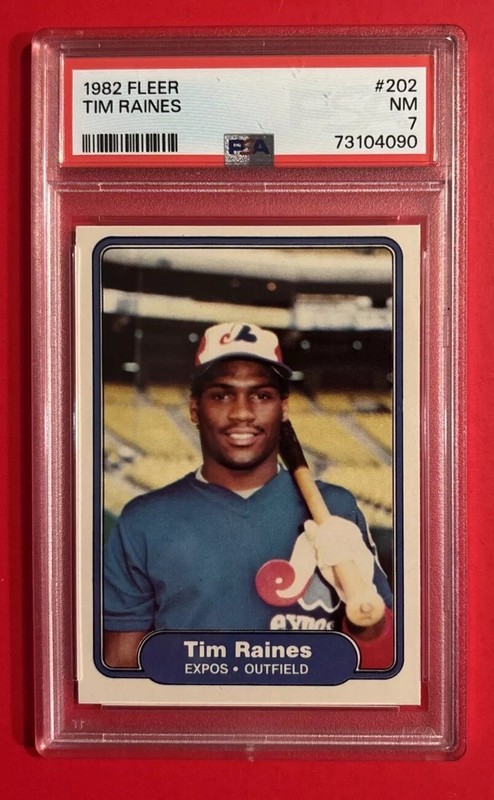 1982 FLEER TIM RAINES #202 MONTREAL EXPOS Graded Baseball Card PSA 7 Vtg MLB HOF