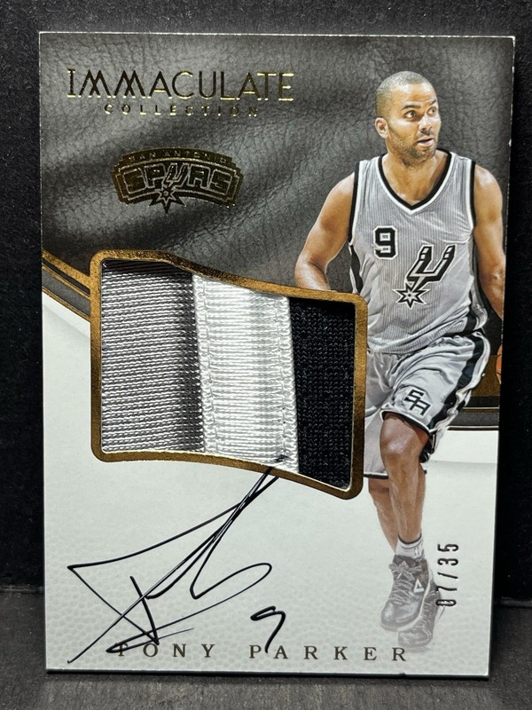 2016-17 Panini Immaculate Tony Parker Auto Game Used Patch /35 Spurs HOF