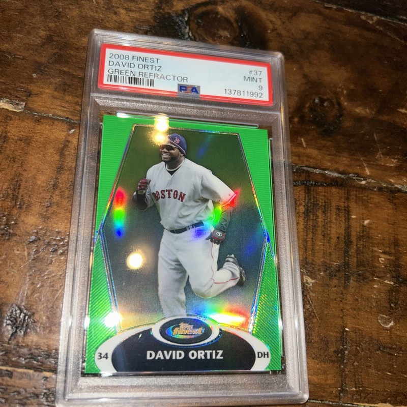 2008 Topps Finest #37 David Ortiz Green Refractor /199 PSA 9 Pop 1 Only 1 higher
