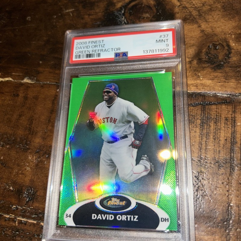 2008 Topps Finest #37 David Ortiz Green Refractor /199 PSA 9 Pop 1 Only 1 higher view 2