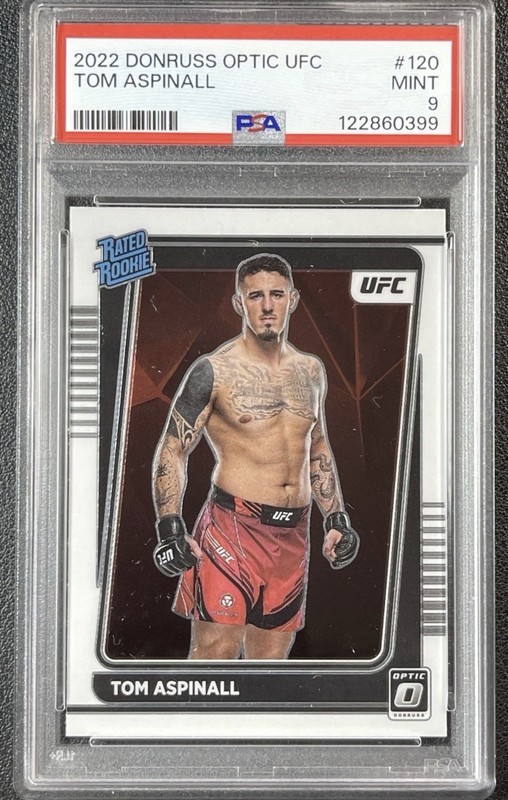 2022 TOM ASPINALL DONRUSS OPTIC UFC #120 RATED ROOKIE PSA 9 GRADED CARD MMA RC