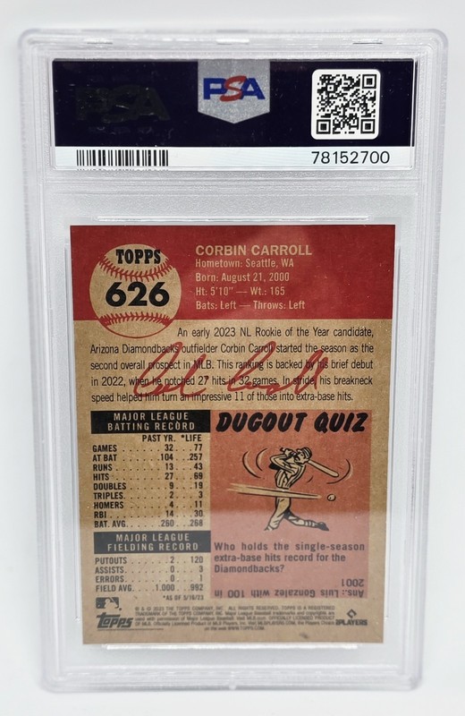 CORBIN CARROLL 2023 TOPPS LIVING SET 626 ROOKIE DIAMONDBACKS RC PSA 9  view 2