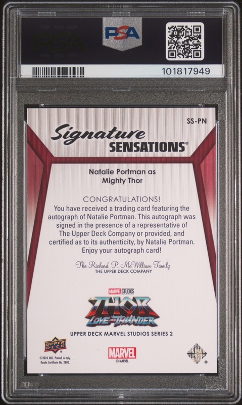 2024 UD Marvel Studios Series 2 Natalie Portman Sensations Auto PSA 10/10 Thor view 2