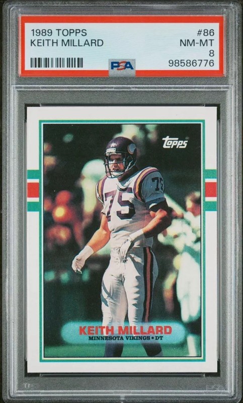 1989 Topps Keith Millard #86 PSA 8 Minnesota Vikings Vtg Graded Football Card