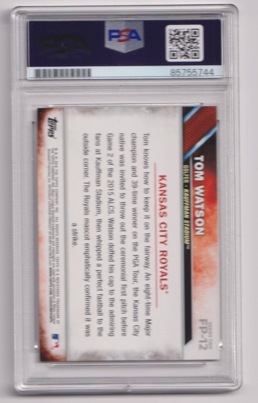 2016 Topps First Pitch Card TOM WATSON Signed Autograph MASTERS Royals PSA DNA view 2