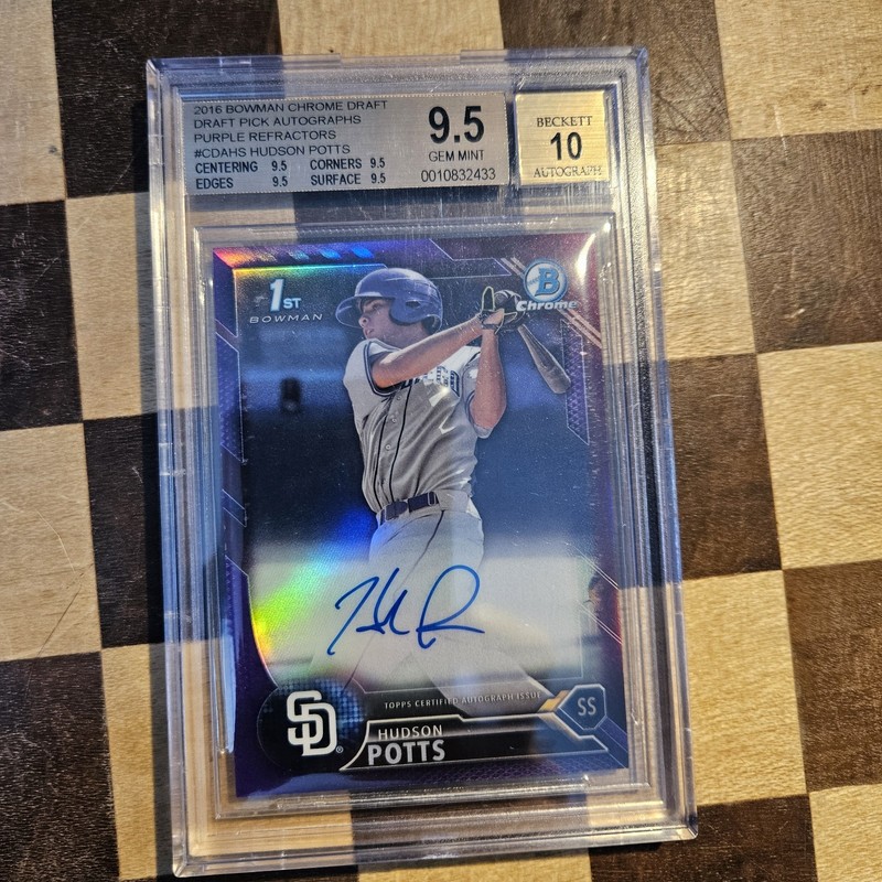 2016 Bowman Chrome Hudson Potts Auto  Beckett Gem Mint 9.5/10 Bonus  Ohtani
