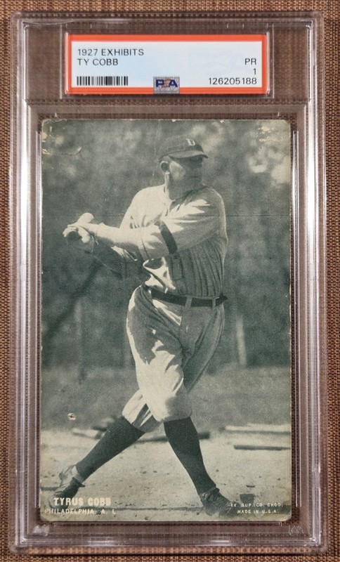 1927 Exhibits Ty Cobb Detroit Tigers Philadelphia A's Baseball Card PSA 1 HOF